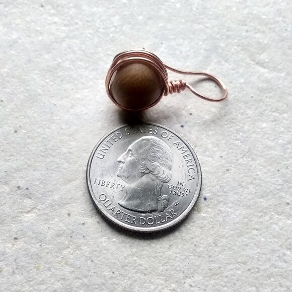 Medium Reddish-Brown Stone Drop Earrings ~ Rustic & Rugged Elemental Elegance - Picture 3 of 8